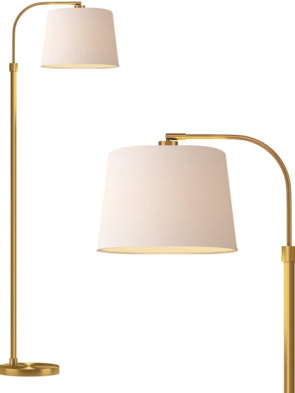 62” Gold Arc Floor Lamp - Vintage Mid-Century Modern Standing Light for Living
